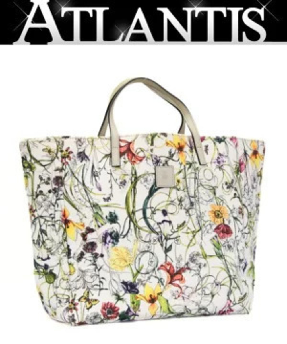 Gucci Flower Tote Bag Canvas White